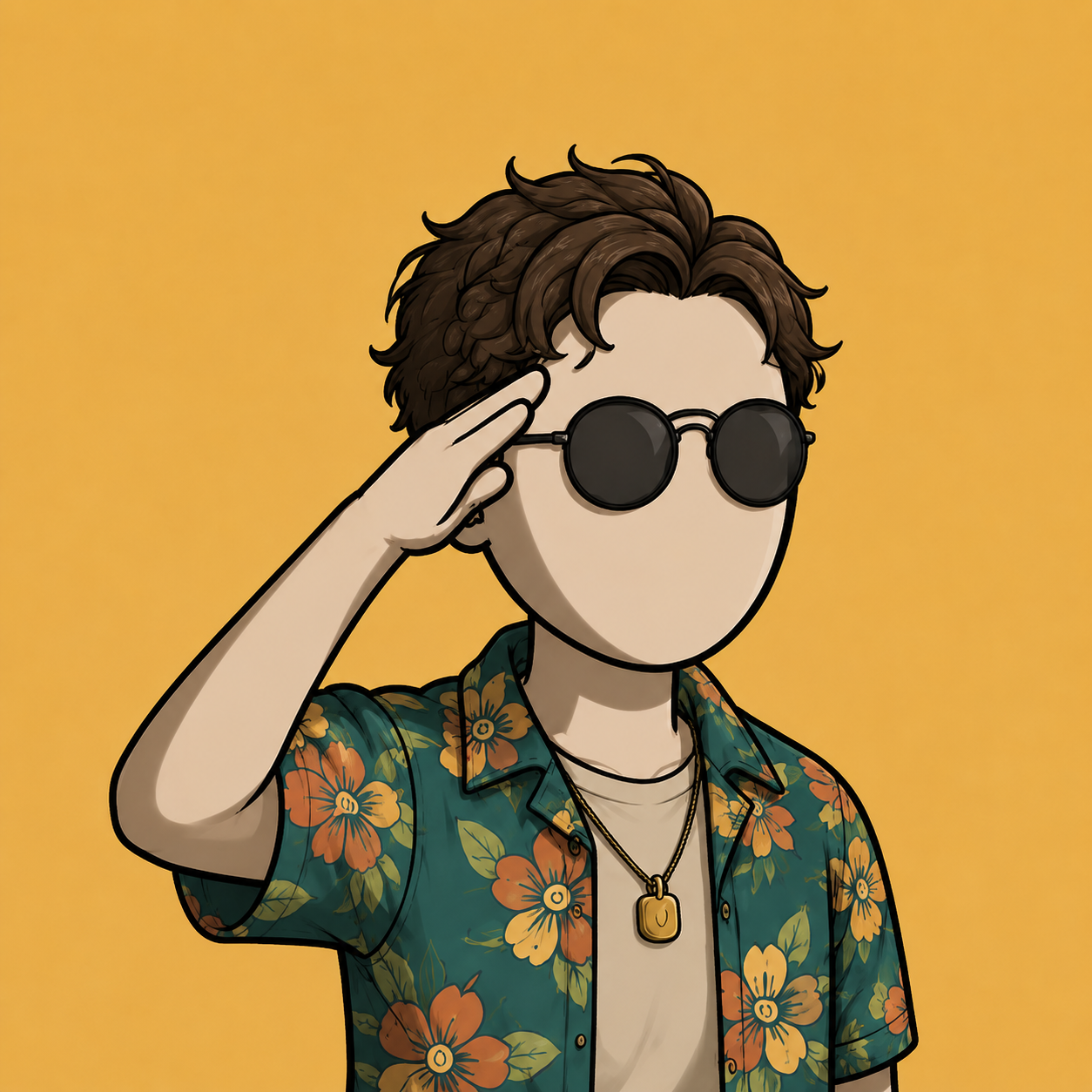 Still Here NFT wearing sunglasses and a floral shirt